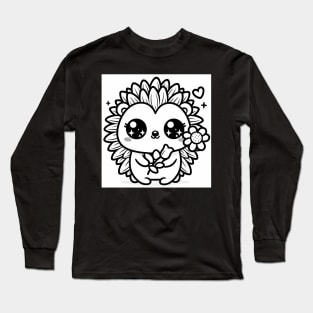 Cute Hedgehog With Flower Long Sleeve T-Shirt